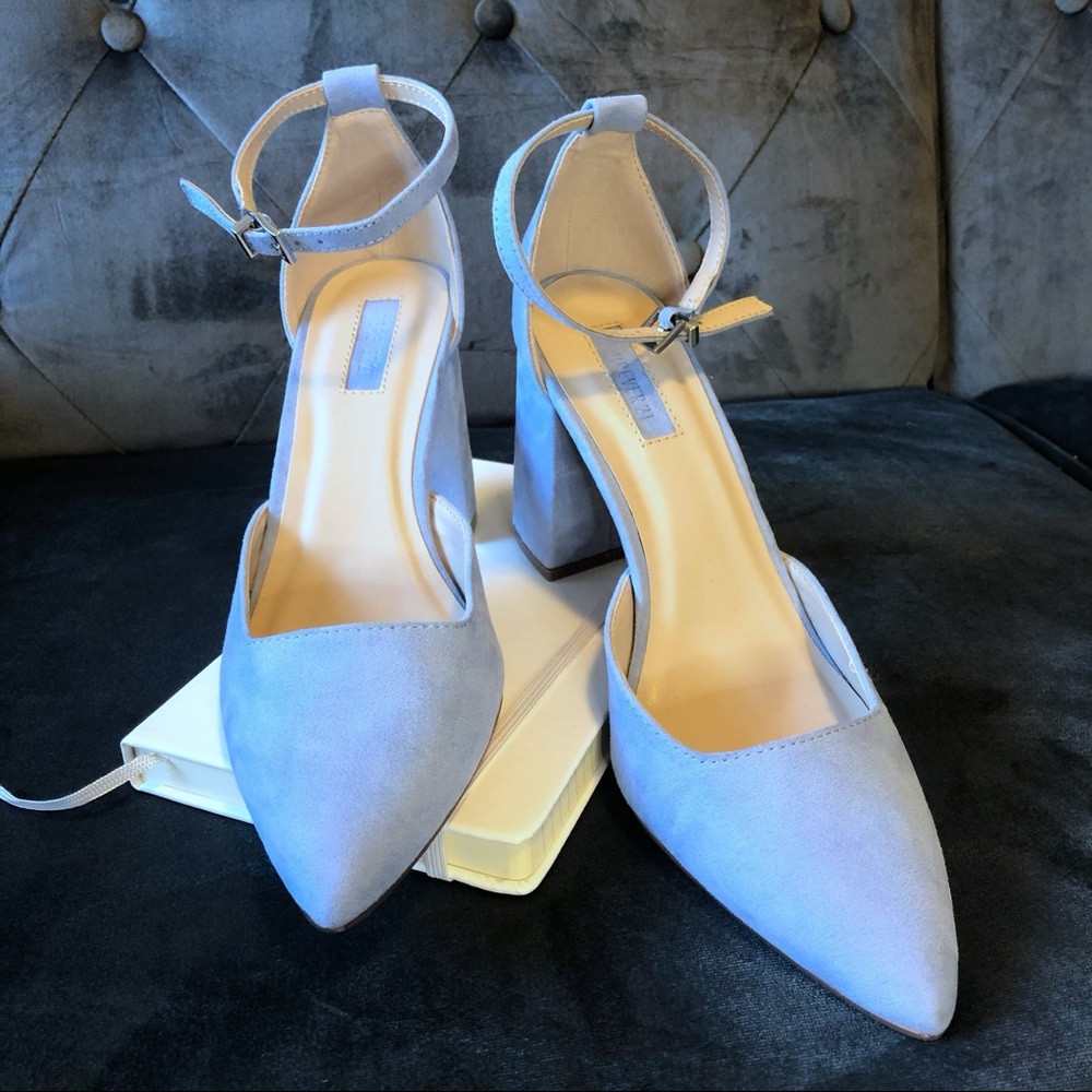 Forever 21 Baby Blue Block Heel Mary Jane Shoes